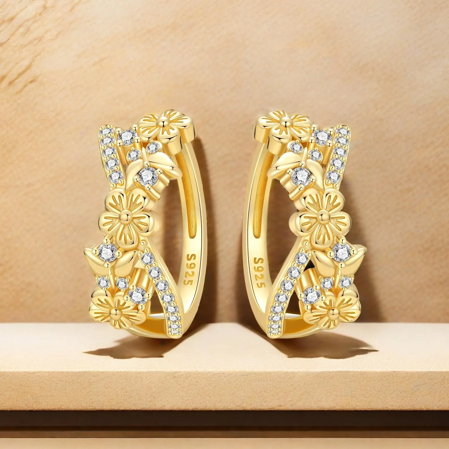 CYMYSS Orecchini Oro Donna in Argento 925 Placcato Oro 18K, Orecchini Dorati Eleganti e Leggeri, Gioielli Donna per Uso Quotidiano, Occasioni Speciali e Regalo - immagine 5
