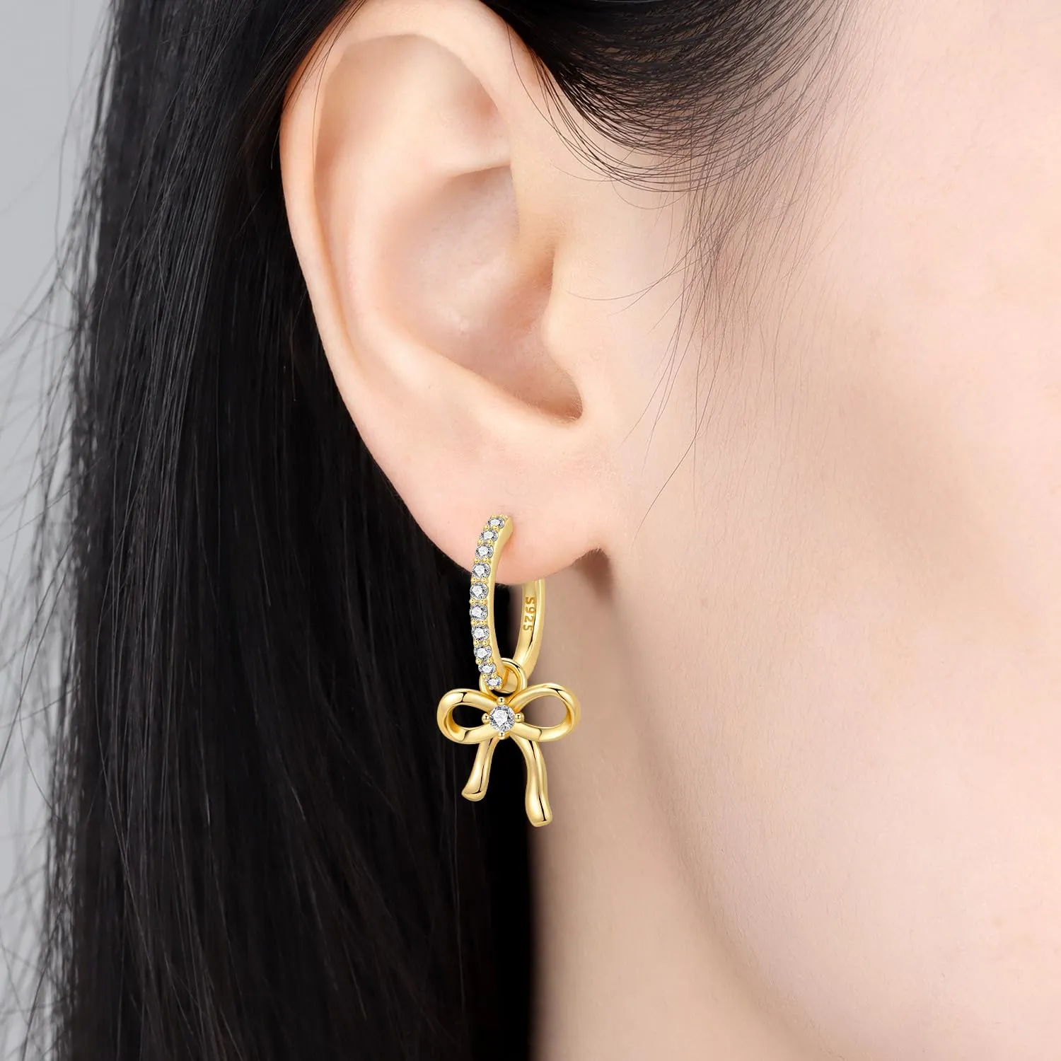 CYMYSS Orecchini Oro Donna in Argento 925 Placcato Oro 18K, Orecchini Dorati Eleganti e Leggeri, Gioielli Donna per Uso Quotidiano, Occasioni Speciali e Regalo - immagine 3