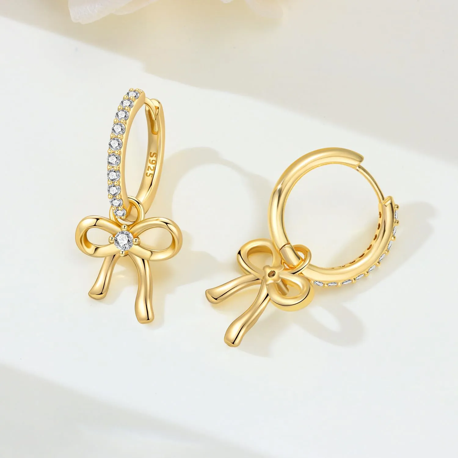CYMYSS Orecchini Oro Donna in Argento 925 Placcato Oro 18K, Orecchini Dorati Eleganti e Leggeri, Gioielli Donna per Uso Quotidiano, Occasioni Speciali e Regalo - immagine 4
