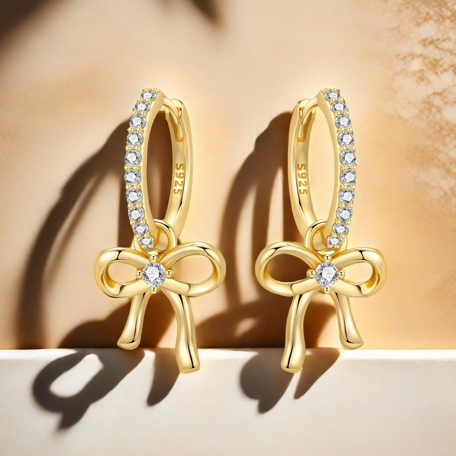 CYMYSS Orecchini Oro Donna in Argento 925 Placcato Oro 18K, Orecchini Dorati Eleganti e Leggeri, Gioielli Donna per Uso Quotidiano, Occasioni Speciali e Regalo - immagine 5