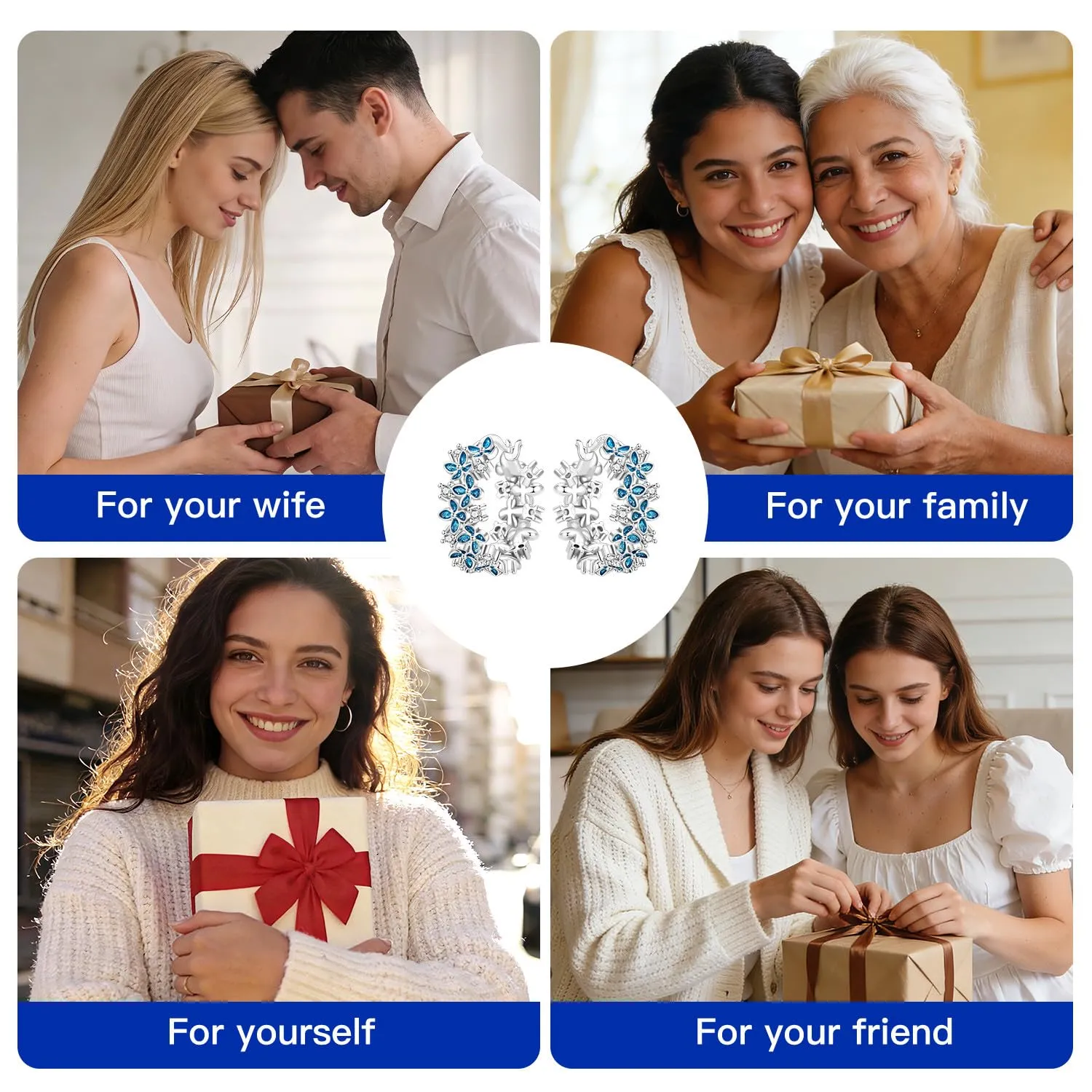CYMYSS Orecchini a Cerchio Argento 925 Orecchini Donna Argento 925 Orecchini Anallergici Donna Orecchini a Cerchio Regali per signore, madri e nonne - immagine 7