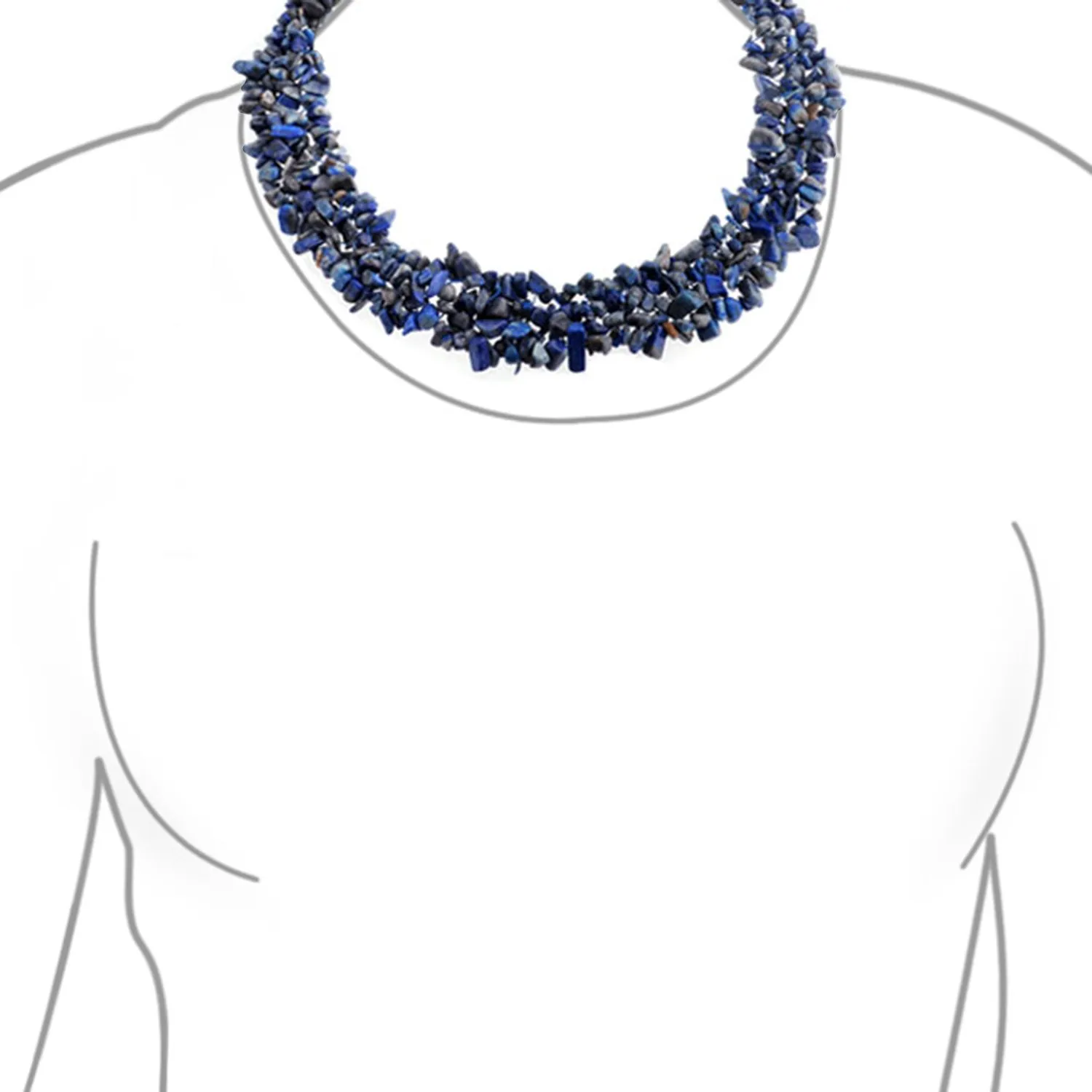 Bling Jewelry Ampio Chunky Pietra Blu Lapis Chips Dichiarazione Bib Collana Per Le Donne Collare Bracciale Elastico Per Le Donne Set 18 Pollici - immagine 4