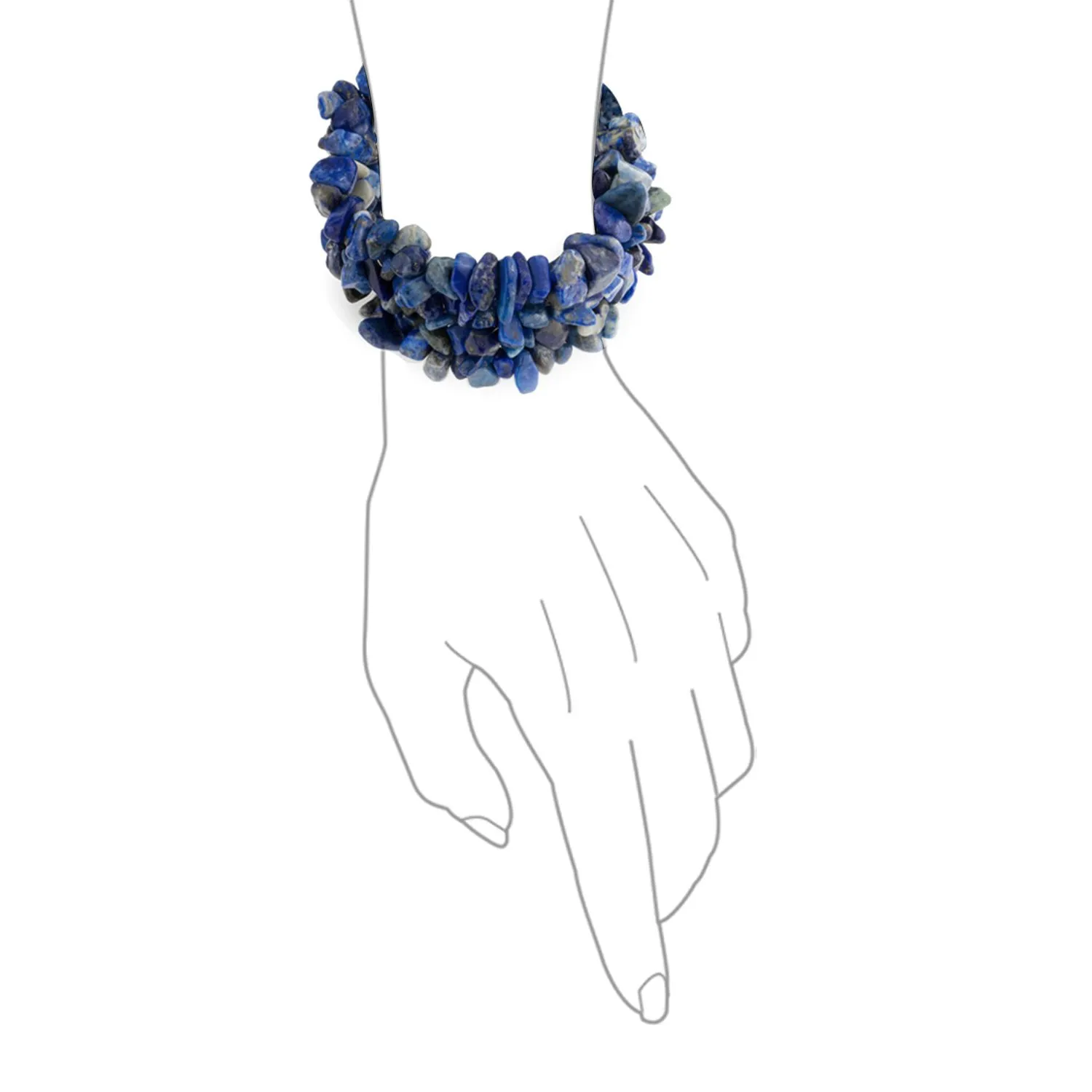 Bling Jewelry Ampio Chunky Pietra Blu Lapis Chips Dichiarazione Bib Collana Per Le Donne Collare Bracciale Elastico Per Le Donne Set 18 Pollici - immagine 5
