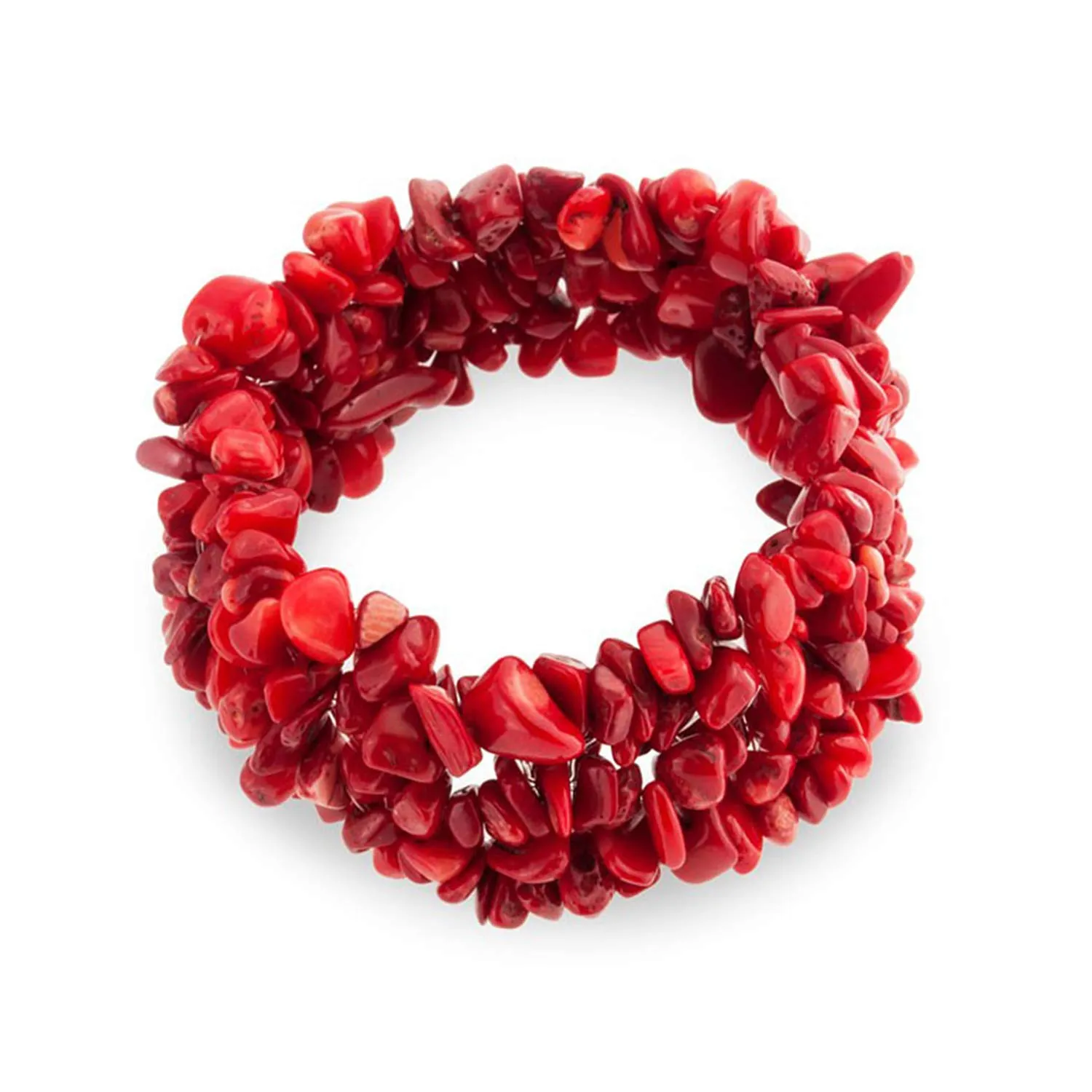 Ampio Cluster Di Corallo Rosso Tinto Chips Bib Statement Collar Necklace Stretch Bracelet Jewelry Set Per Le Donne - immagine 3