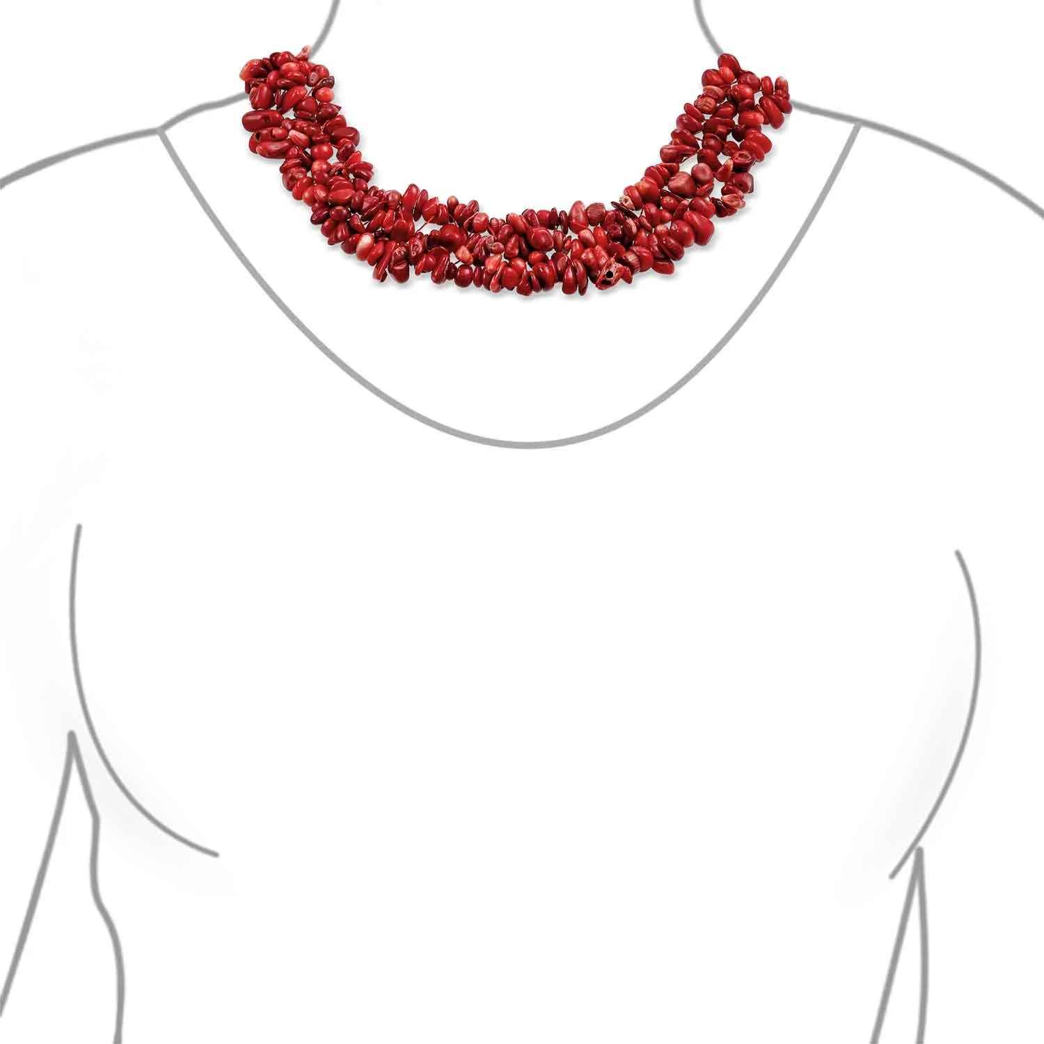 Ampio Cluster Di Corallo Rosso Tinto Chips Bib Statement Collar Necklace Stretch Bracelet Jewelry Set Per Le Donne - immagine 4