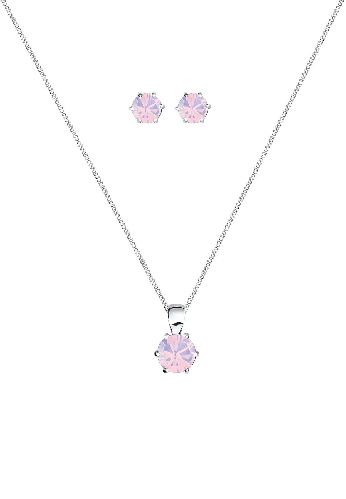 Elli Donna 925 Argento Rotonda rosa Cristallo - immagine 2