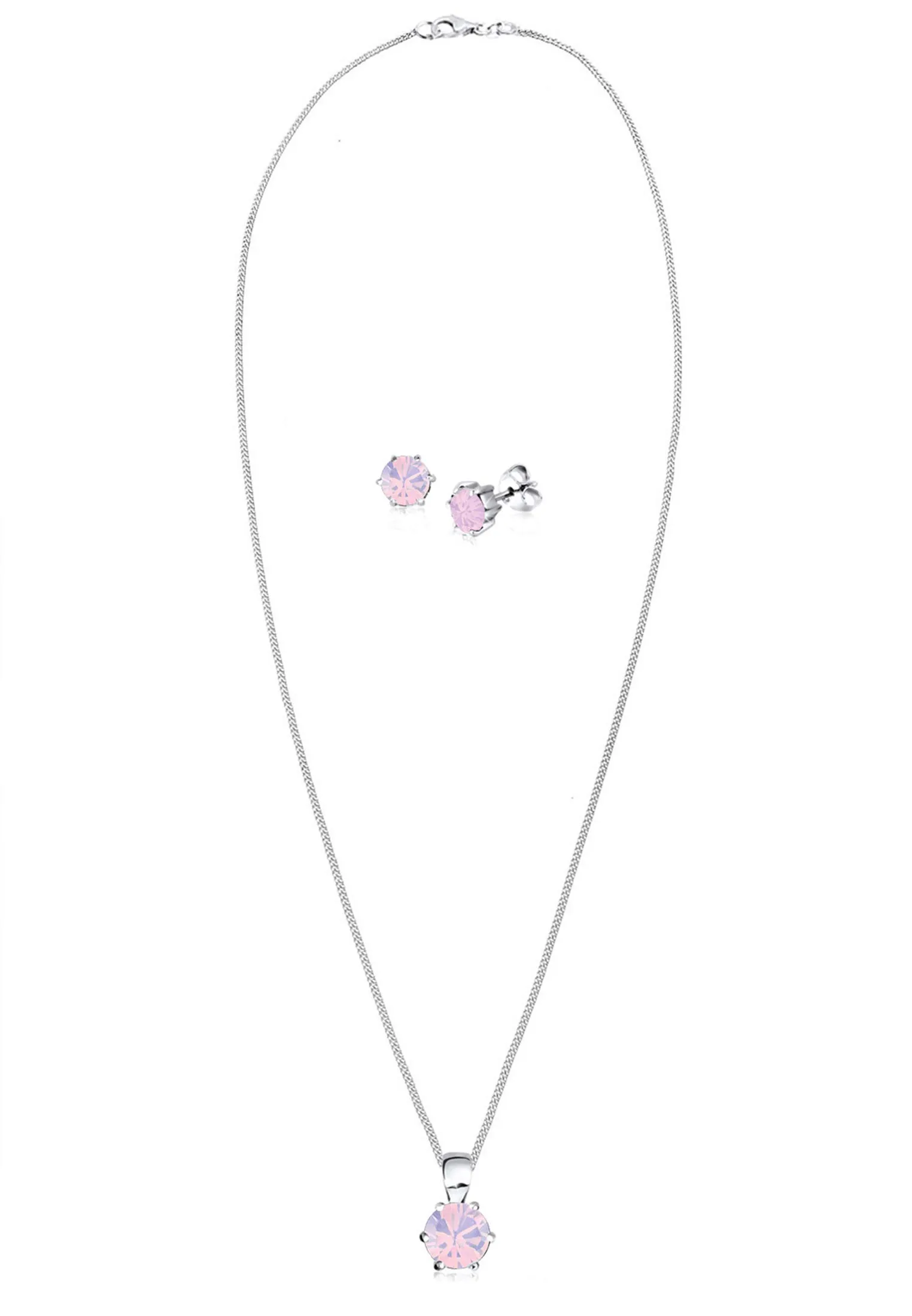 Elli Donna 925 Argento Rotonda rosa Cristallo - immagine 3