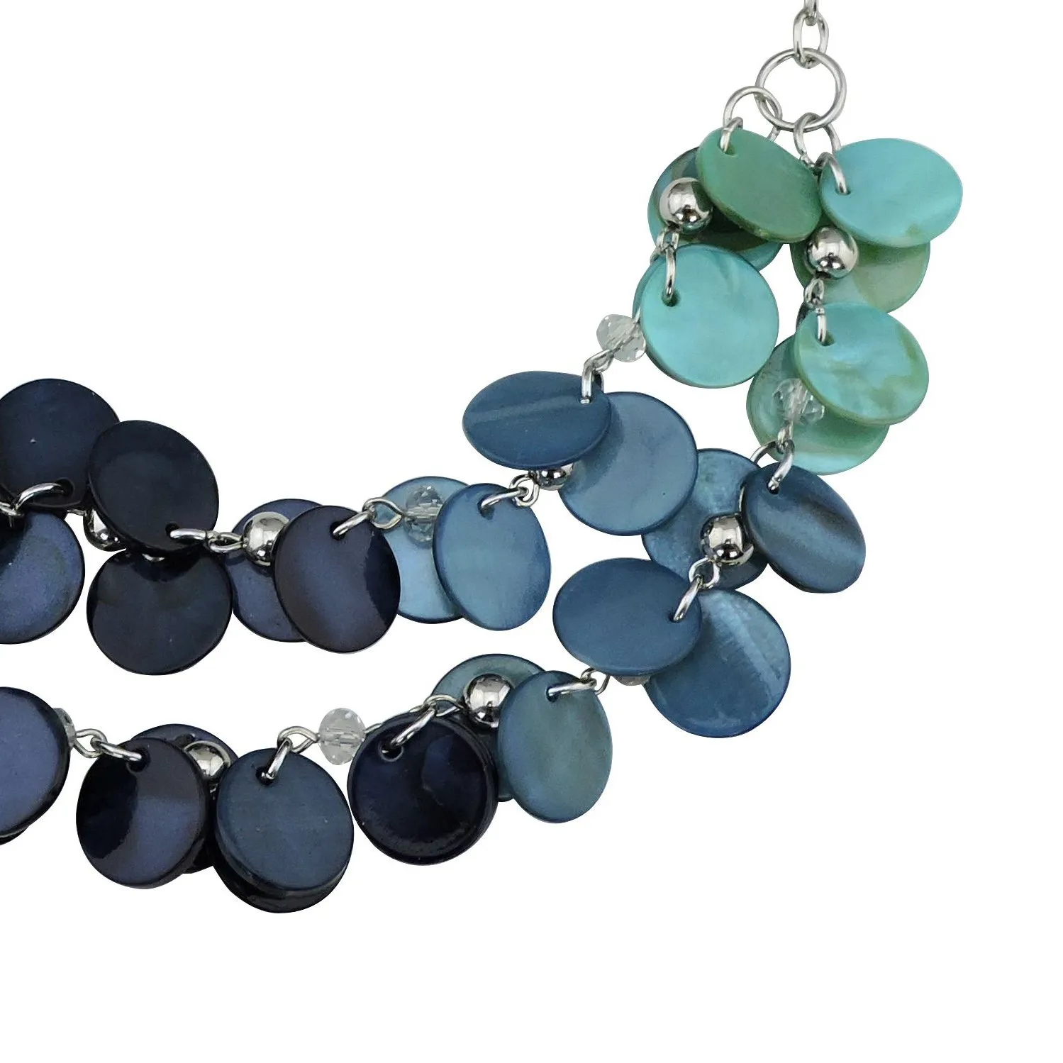 Bocar 2 Strati Dichiarazione Girocollo Shell Collana e Orecchini Set per Le Donne Regalo(NK-10248-blue) - immagine 5