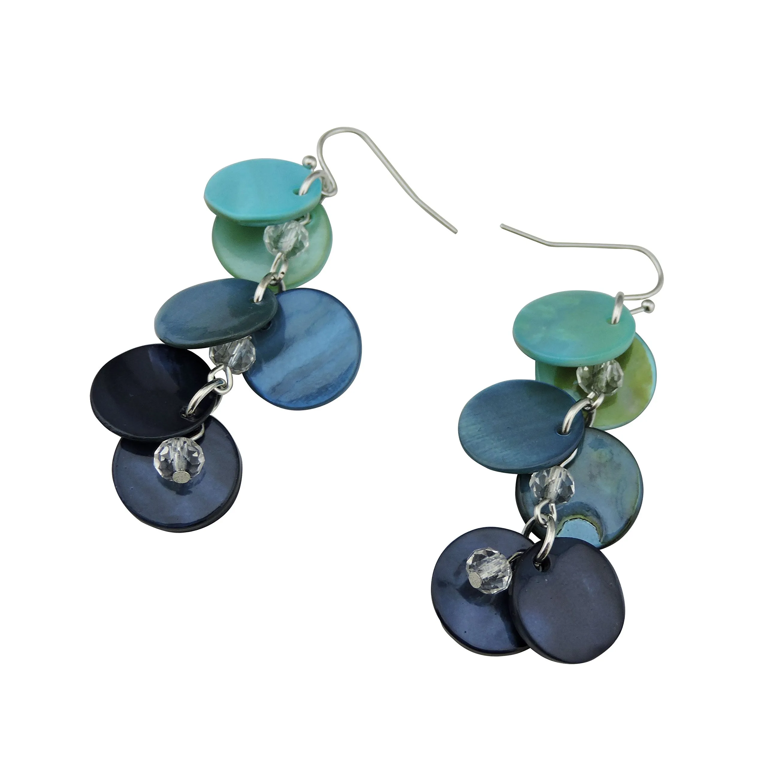 Bocar 2 Strati Dichiarazione Girocollo Shell Collana e Orecchini Set per Le Donne Regalo(NK-10248-blue) - immagine 6