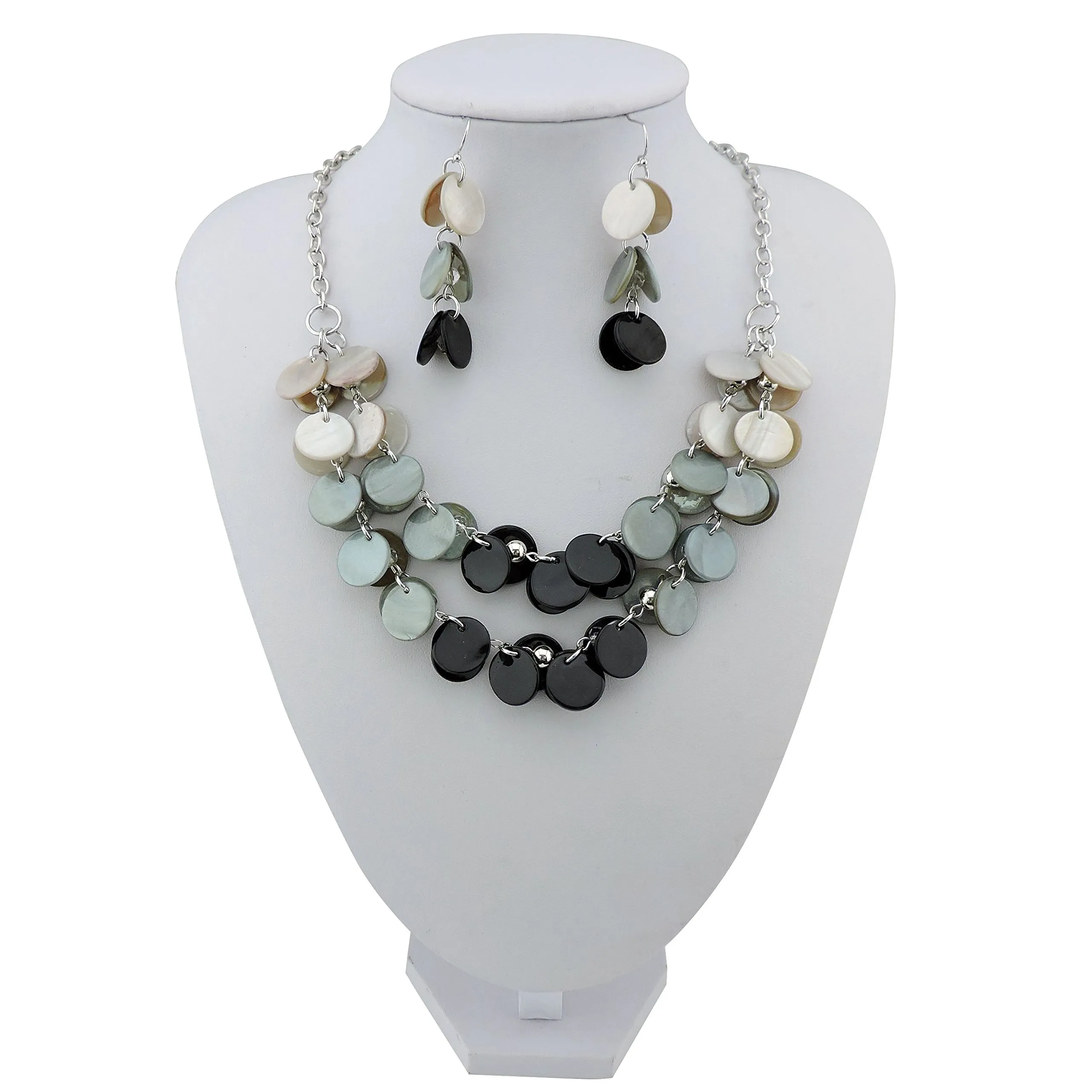 Bocar Parure Donna: Collana 2 Strati in Conchiglia e Orecchini - immagine 2