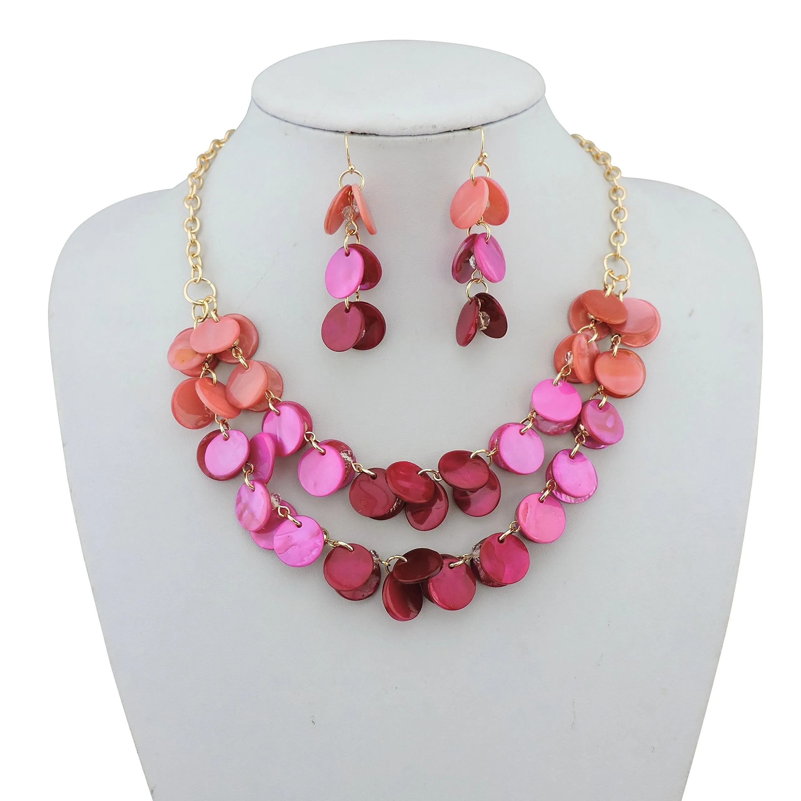 Bocar Parure Donna: Collana 2 Strati in Conchiglia e Orecchini - immagine 2
