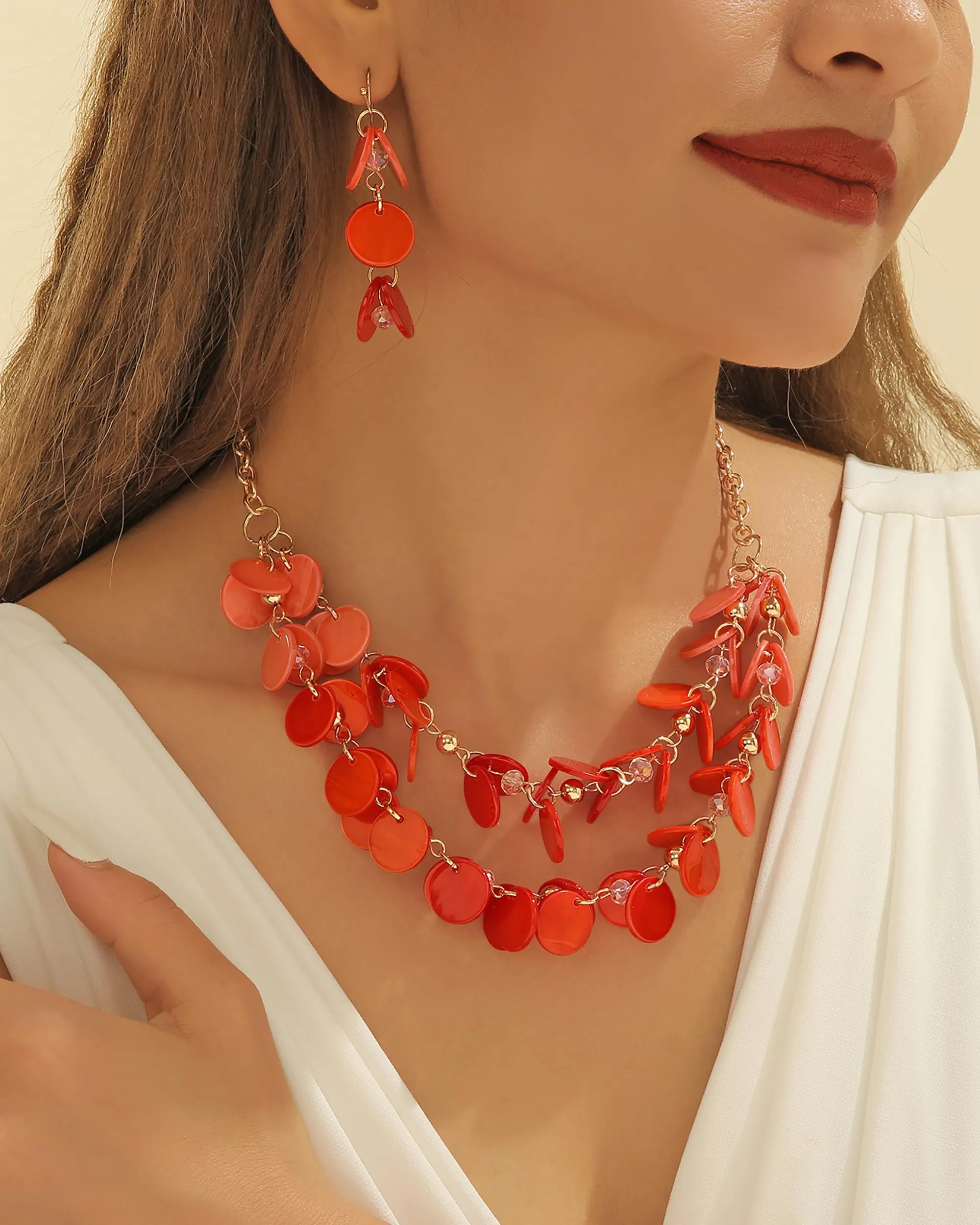 Bocar Parure Donna: Collana 2 Strati in Conchiglia e Orecchini - immagine 2
