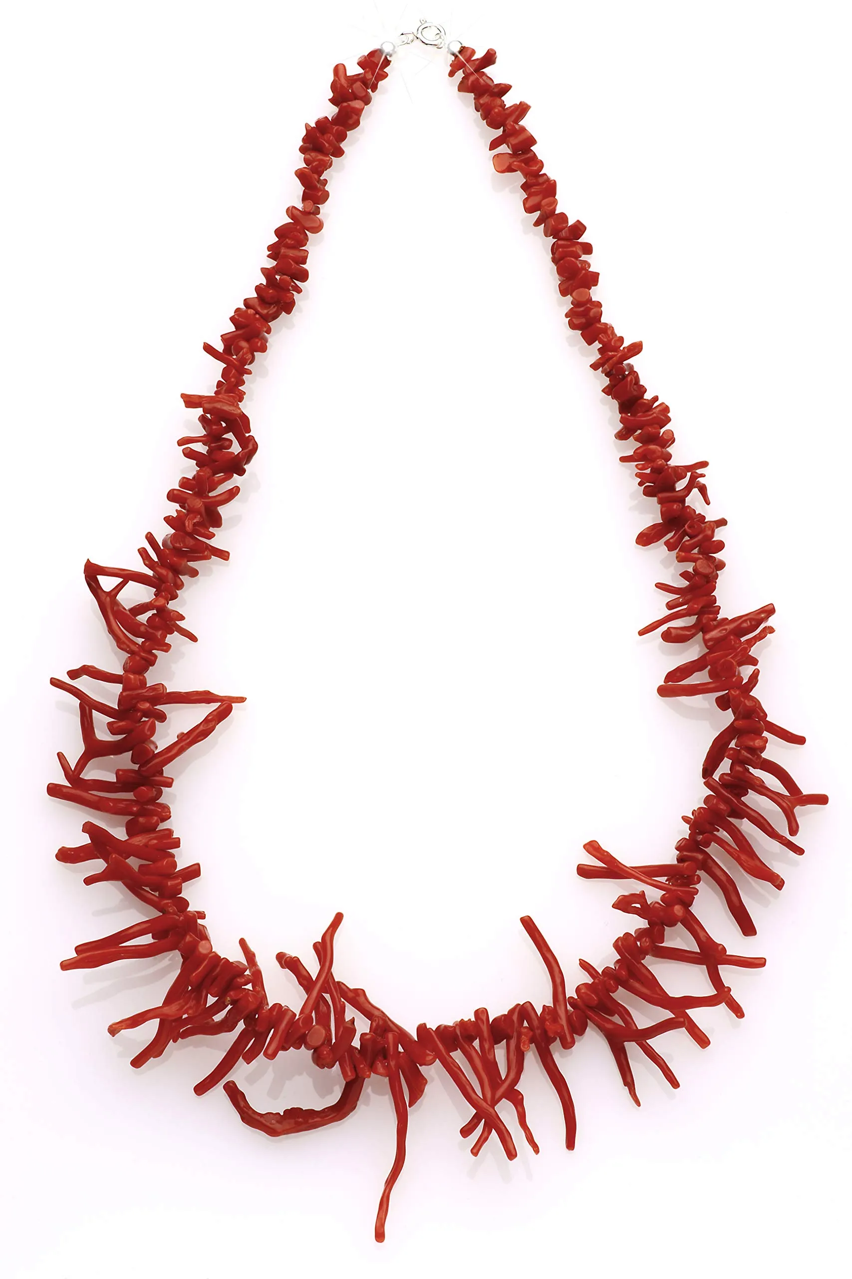 Antonino De Simone Collana frangia in corallo rosso del Mediterraneo, montata in argento dorato 925. La collana misura cm 50 e pesa circa 33/35 gr. - immagine 1