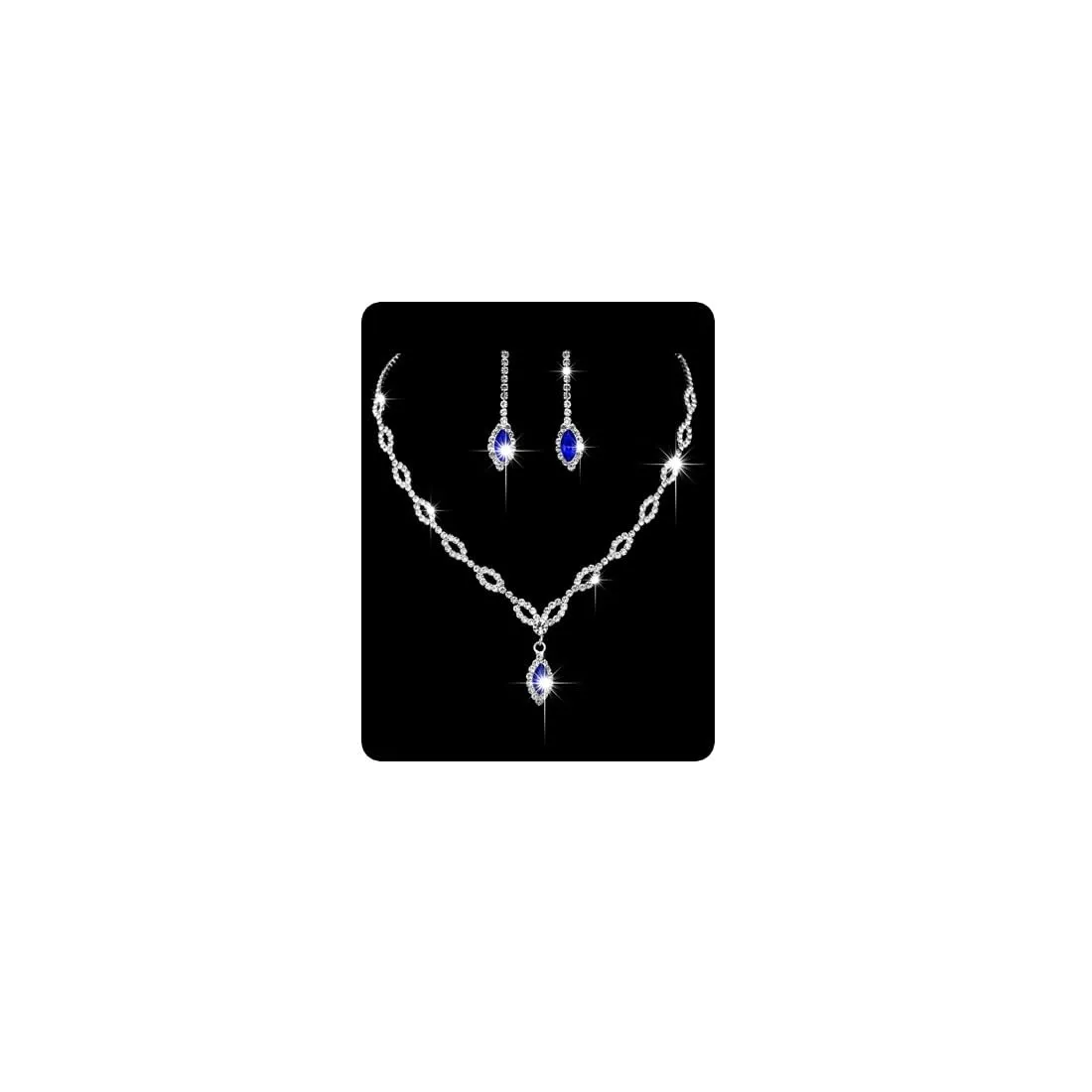 Wedity Wedding Crystal Collana Orecchini Set Sposa Girocollo Collane Gioielli con ciondolo blu per donne e ragazze (blu 1) - immagine 1