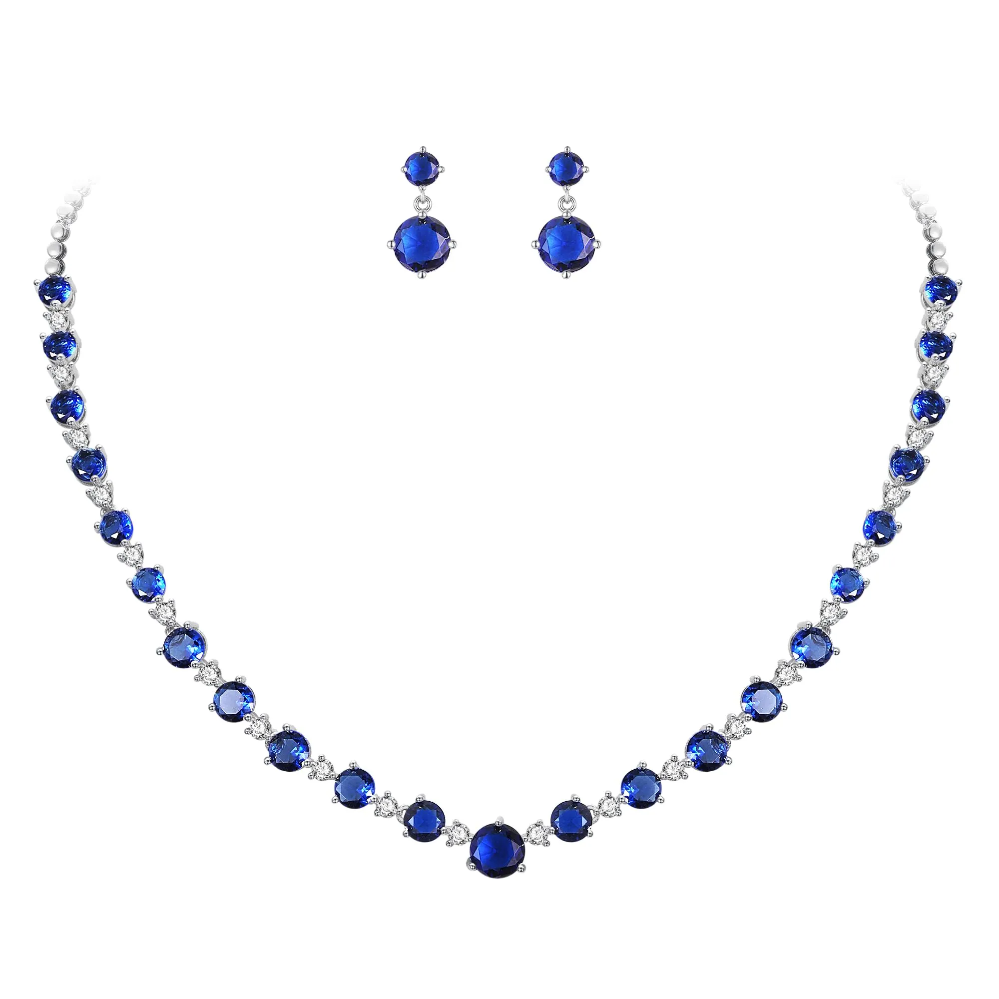 EVER FAITH Set di orecchini e collana da sposa con zirconi cubici placcati oro 14 carati, Zirconia cubica, Zirconi - immagine 1