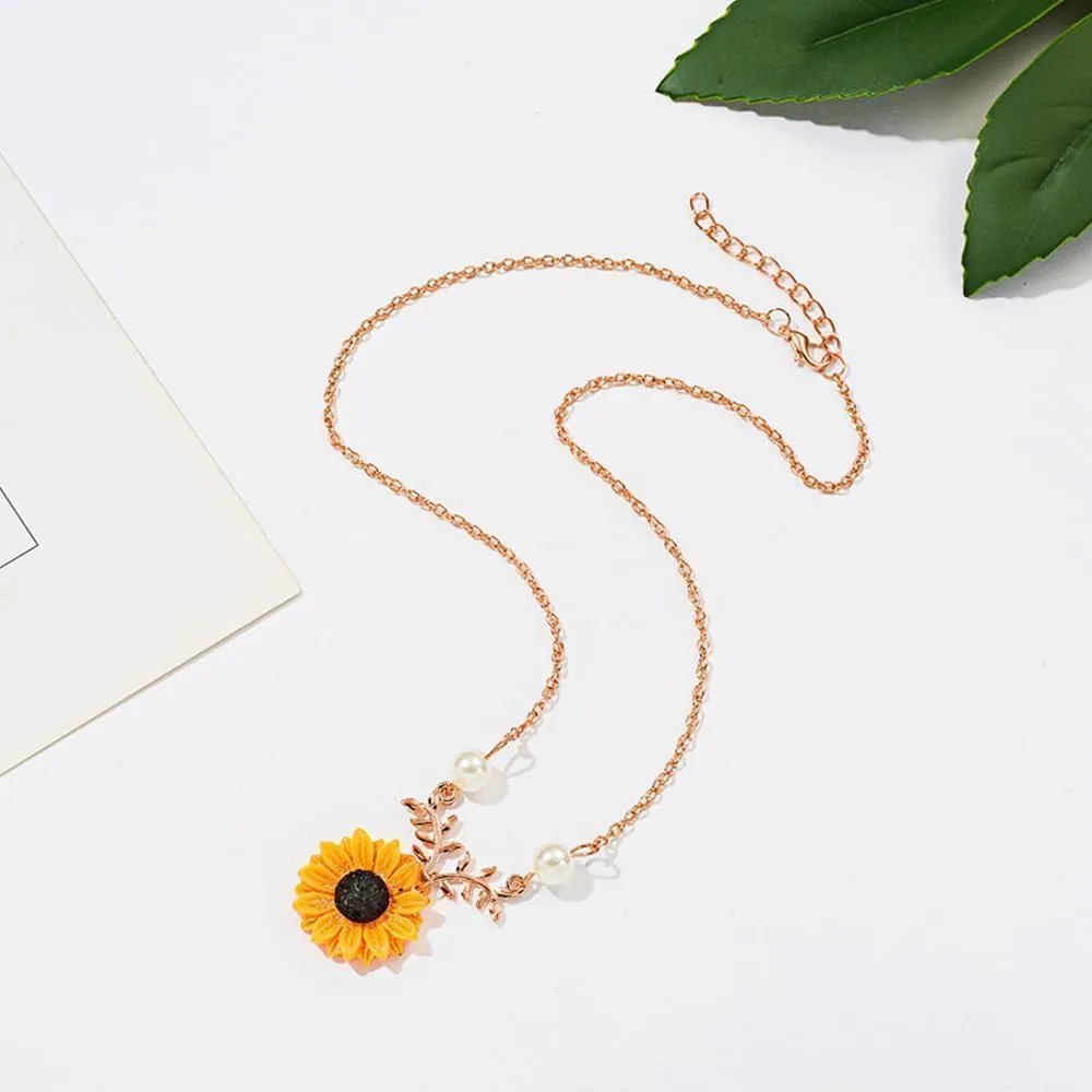 TOFBS 4 Pezzi Set Gioielli Girasole Collana Bracciale Anello Orecchini Argento Donna Elegante Parure Bigiotteria Accessori Primavera Estate - immagine 2