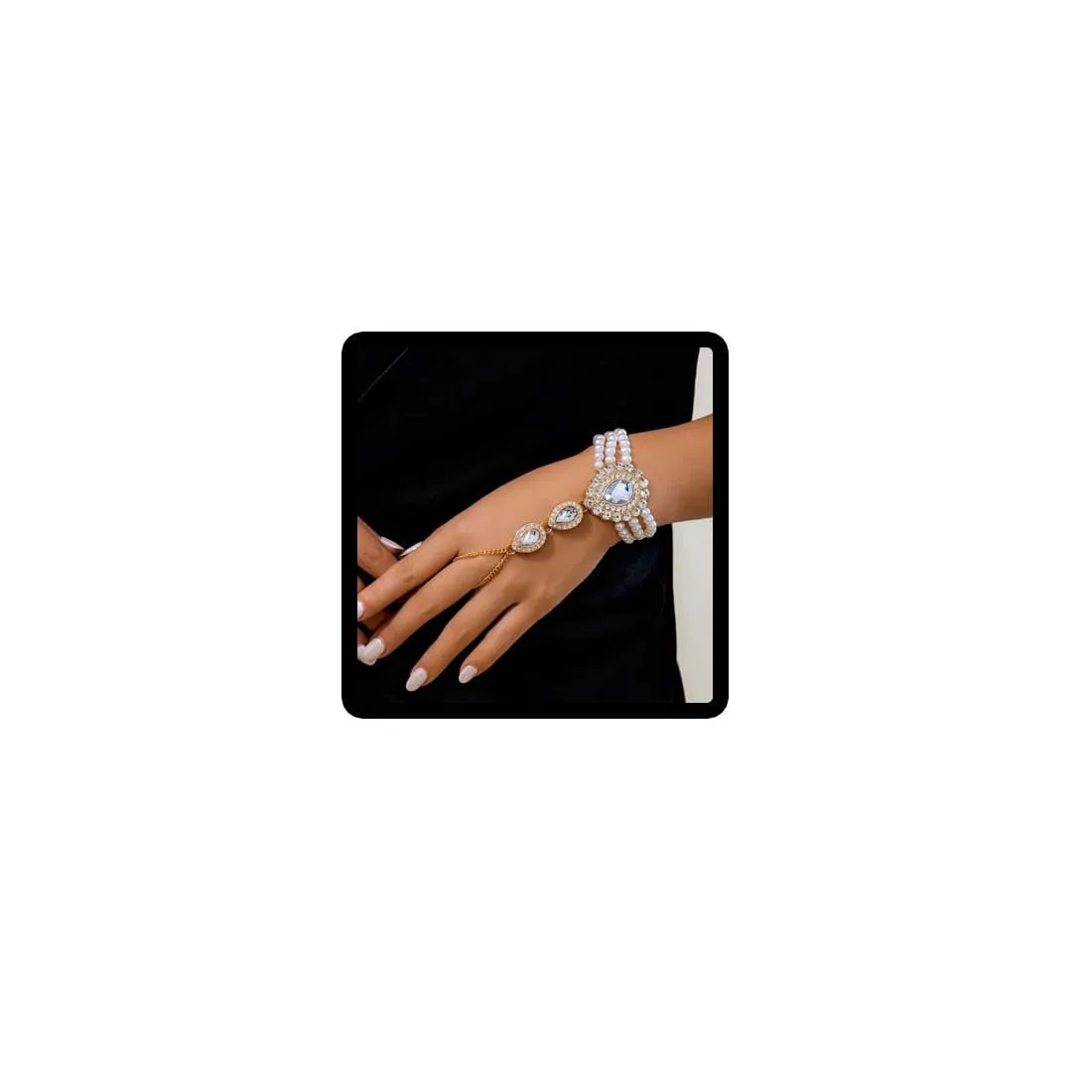 Carufin Retro Perla Collana Bracciali Sposa Collana Da Sposa Bracciali Collana Di Cristallo Gioielli Da Sposa Accessori per Le Donne Ragazze (Bracciale bianco) - immagine 8