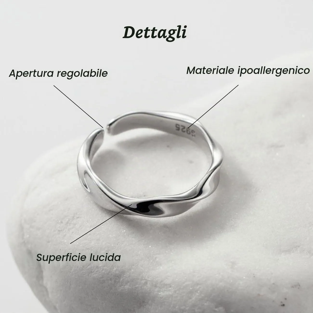 KONFEN Anello Möbiusz Uomo, Vichingo Anello Regolabile per Uomo, Materiale Ipoallergenico, Argento - immagine 4