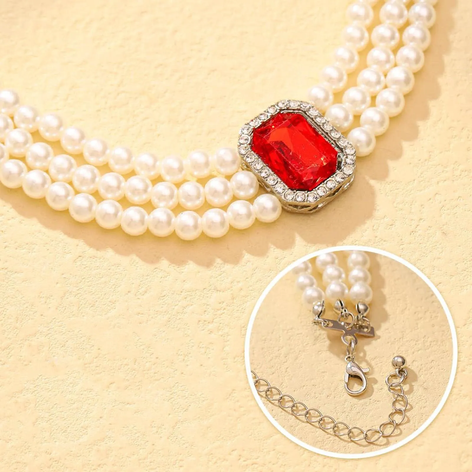 Gkaopi 3 Pezzi Parure Gioielli di Perle Set Collana e Braccialetto di Perle Multistrato Orecchini di Cristallo Geometrici Vintage Regalo Compleanno Festa Della Mamma Anniversario Regalo per Donna - immagine 6