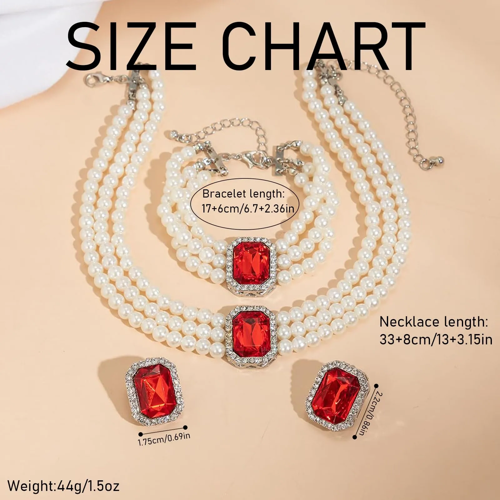 Gkaopi 3 Pezzi Parure Gioielli di Perle Set Collana e Braccialetto di Perle Multistrato Orecchini di Cristallo Geometrici Vintage Regalo Compleanno Festa Della Mamma Anniversario Regalo per Donna - immagine 7