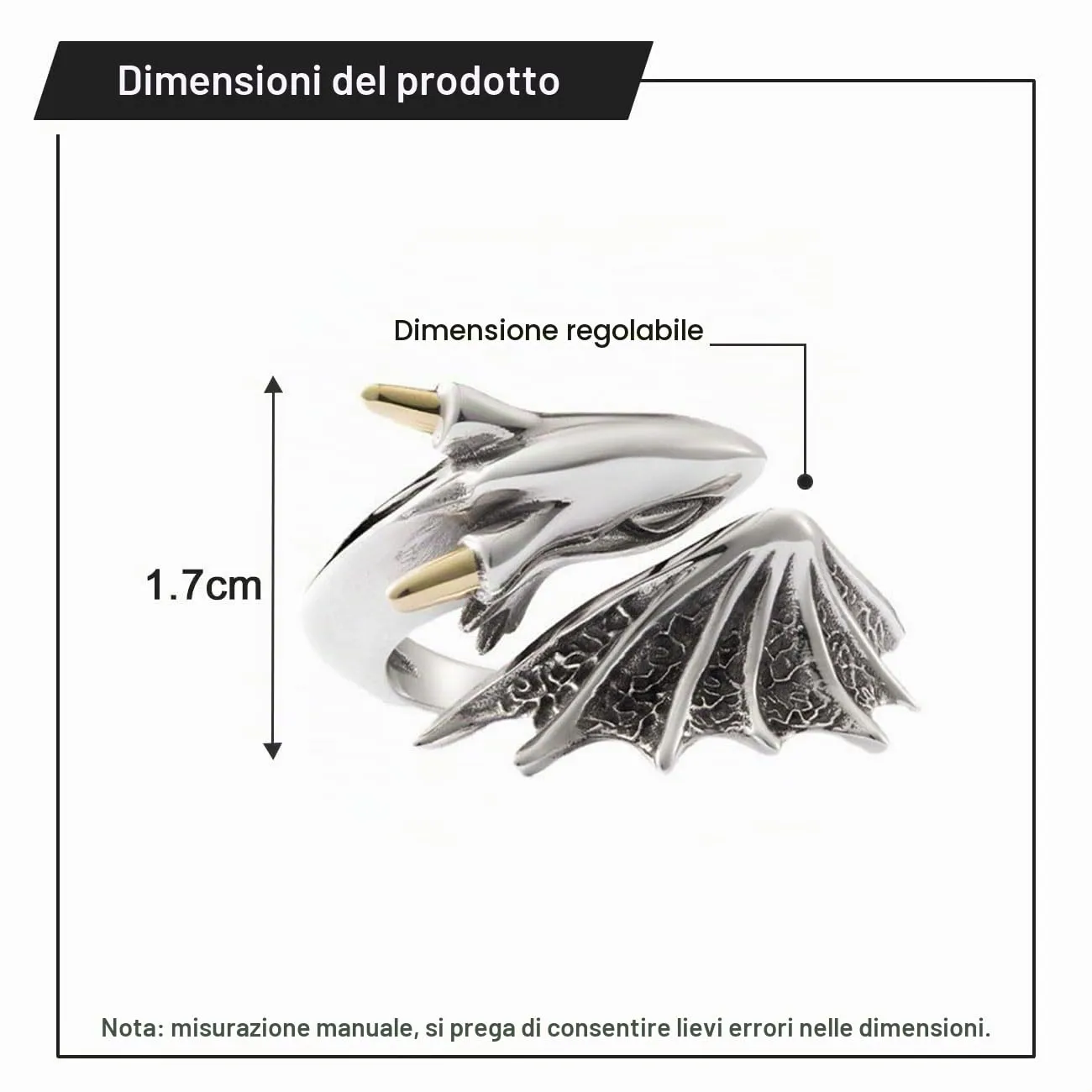Auriselle Anello vichingo da uomo con apertura regolabile, design con drago volante, gioielli retrò punk hip hop gotici unisex vintage, regalo di compleanno/Natale per uomini, ragazzi e donne - immagine 6