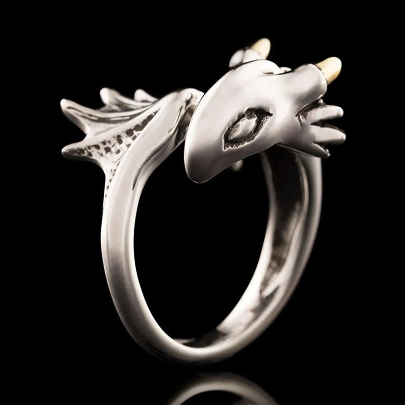 Auriselle Anello vichingo da uomo con apertura regolabile, design con drago volante, gioielli retrò punk hip hop gotici unisex vintage, regalo di compleanno/Natale per uomini, ragazzi e donne - immagine 7