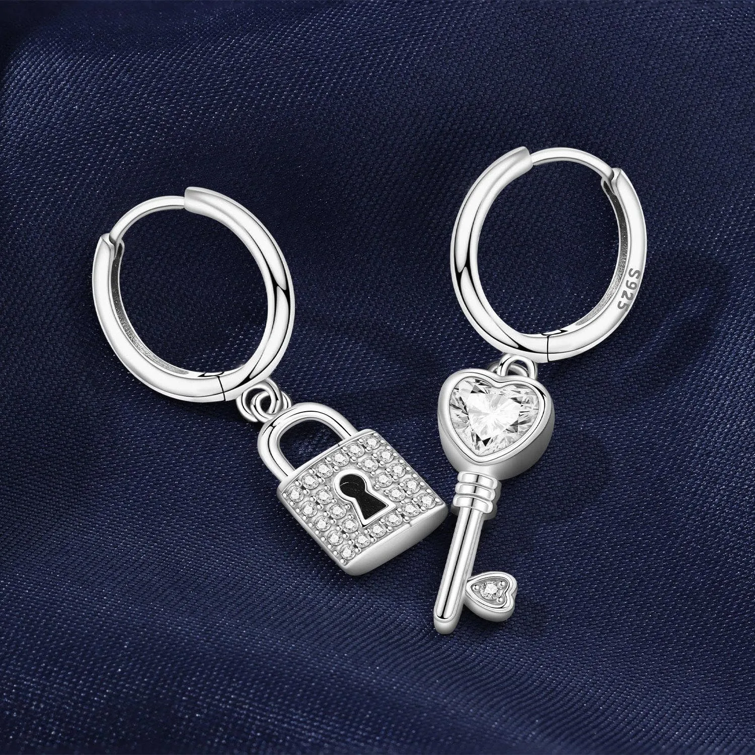 PANPOKI Orecchini a forma di cuore, in argento 925, con zirconi, ipoallergenici, minimalisti, 1, Argento sterling, Zircone - immagine 2