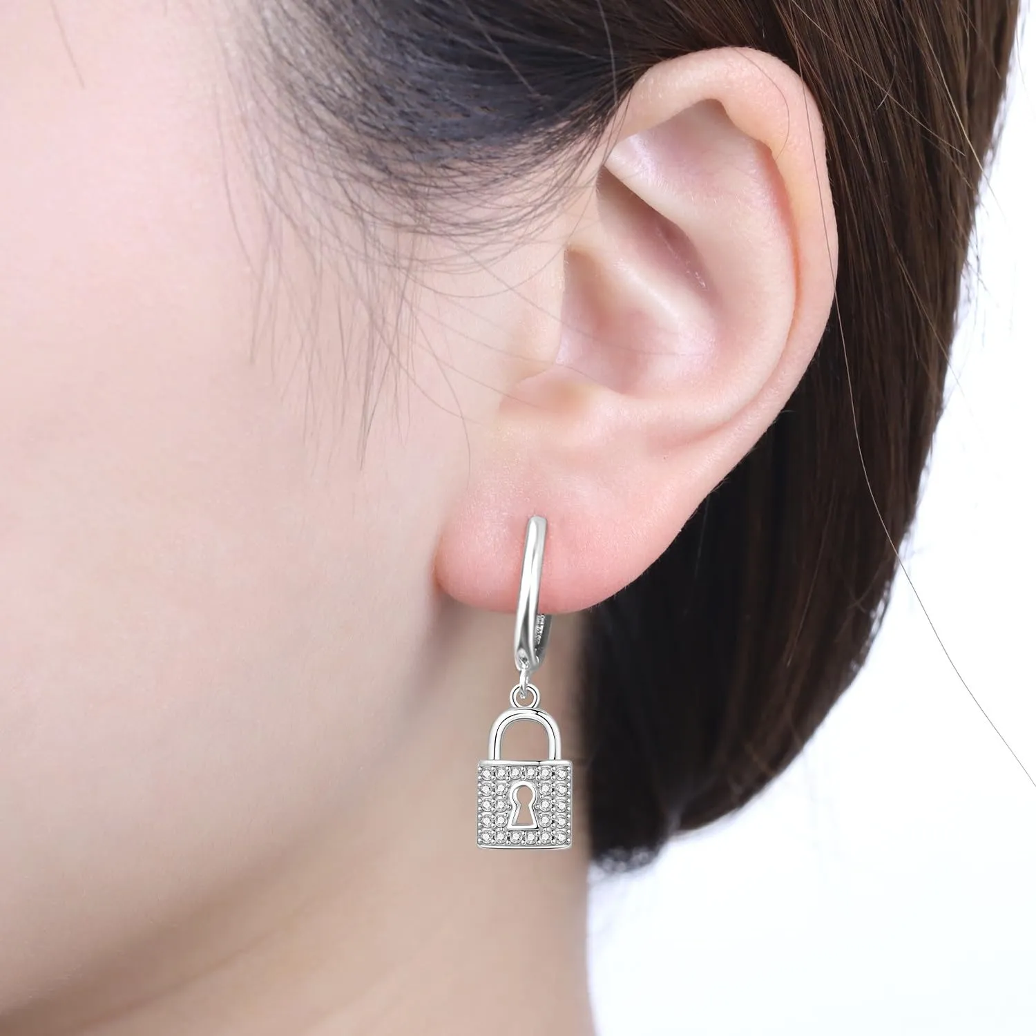 PANPOKI Orecchini a forma di cuore, in argento 925, con zirconi, ipoallergenici, minimalisti, 1, Argento sterling, Zircone - immagine 6