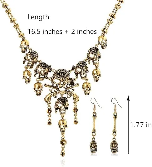 Collana Teschio Orecchini Scheletro, Collana Scheletro Orecchini Teschio - immagine 2