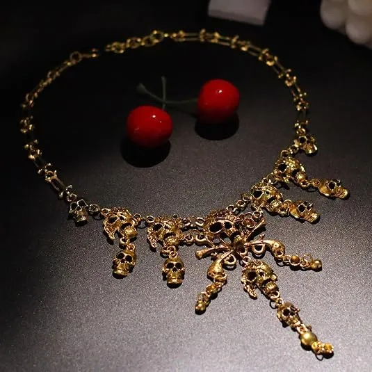 Collana Teschio Orecchini Scheletro, Collana Scheletro Orecchini Teschio - immagine 3