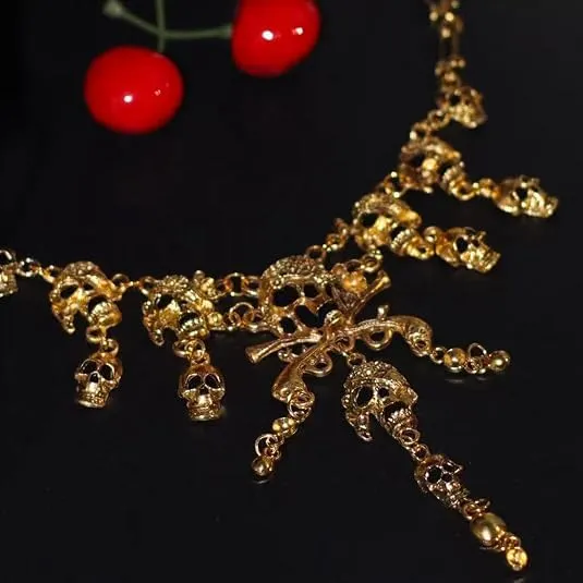 Collana Teschio Orecchini Scheletro, Collana Scheletro Orecchini Teschio - immagine 5