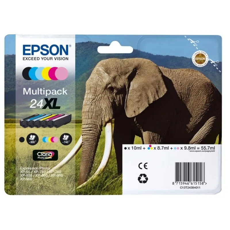 Cartuccia Epson Elephant 24XL Multipack 6 Colori Alta Capacità - immagine 1