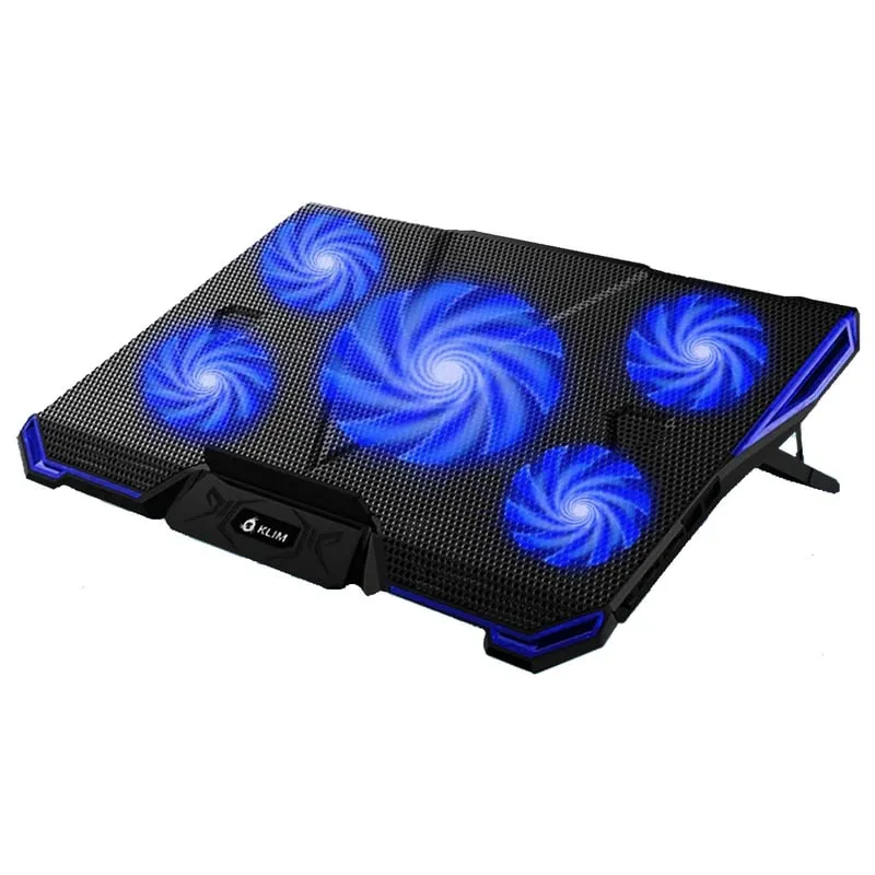Base di raffreddamento KLIM Cyclone Nero Blu 5 ventole USB 19" - immagine 1