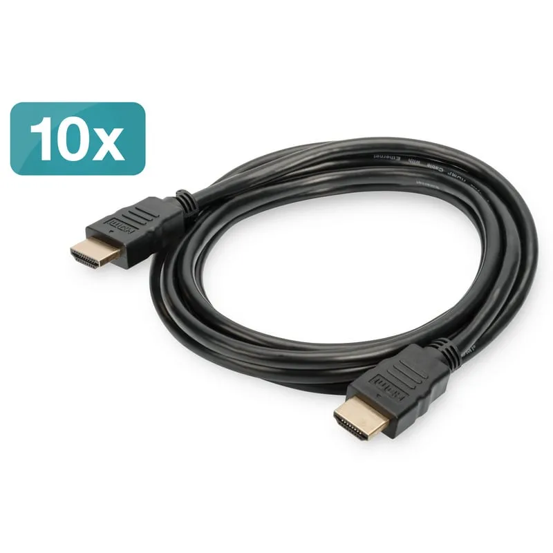 Digitus HDMI ad alta velocità con cavo di connessione Ethernet, confezione da 10 pezzi - immagine 1