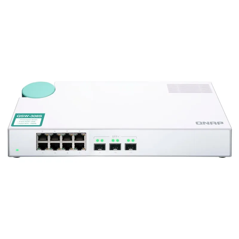 QNAP QSW-308S switch di rete Non gestito Gigabit Ethernet (10/100/1000) Bianco - immagine 1