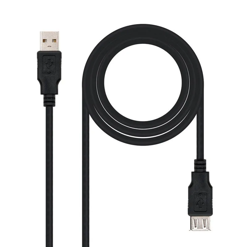 Cavo Nanocable USB 2.0 Tipo A Maschio/Femmina 1,8 m Nero - immagine 1