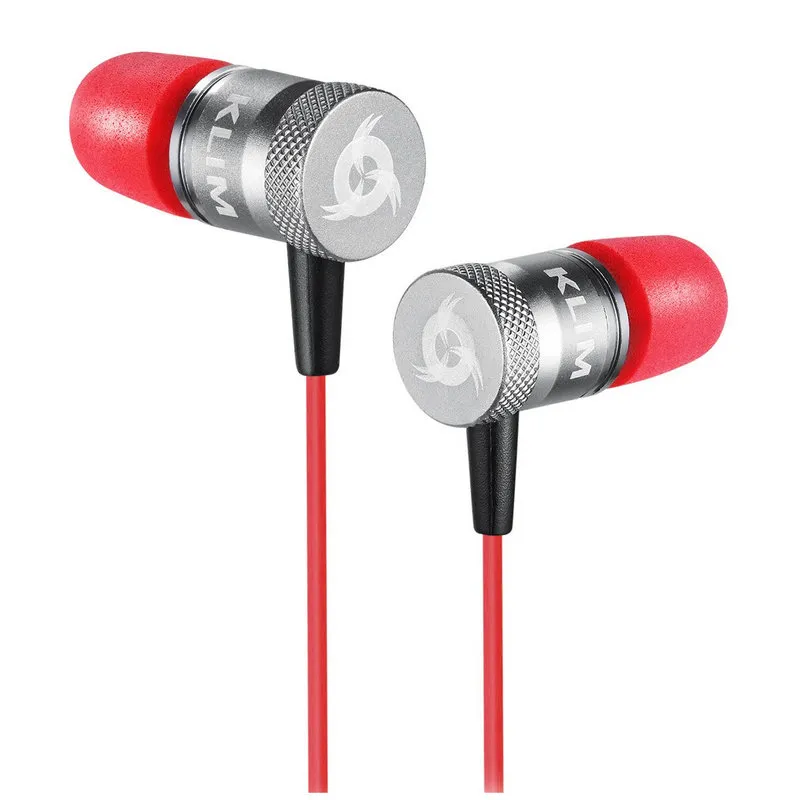 Auricolari Klim Fusion cablati in-ear con microfono, memory foam, isolamento acustico, rossi - immagine 1