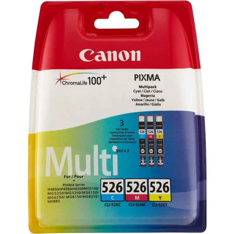 Canon CLI-526 C/M/Y cartuccia d'inchiostro 3 pz Originale Ciano, Magenta, Giallo - immagine 1