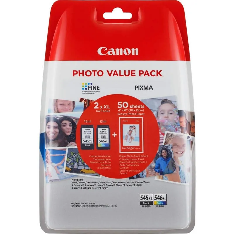 Canon PG-545XL/CL546XL cartuccia d'inchiostro 2 pz Originale Resa standard Nero, Ciano, Giallo, Magenta - immagine 1
