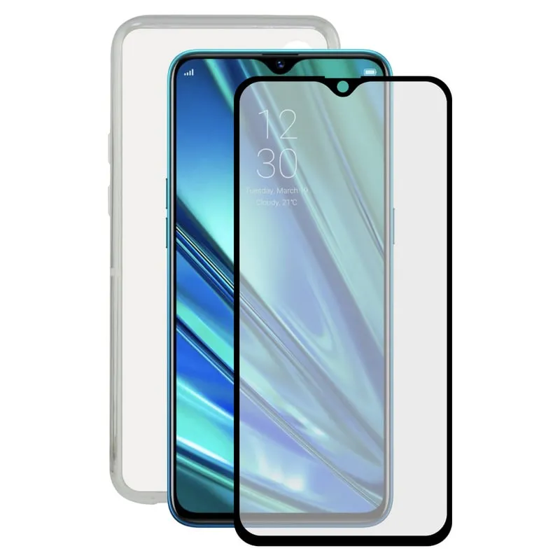 Custodia trasparente Contact + protezione trasparente 9H per Realme X2 - immagine 1
