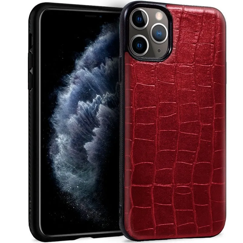 Fantastica custodia in pelle di coccodrillo rossa per iPhone 11 Pro - immagine 1