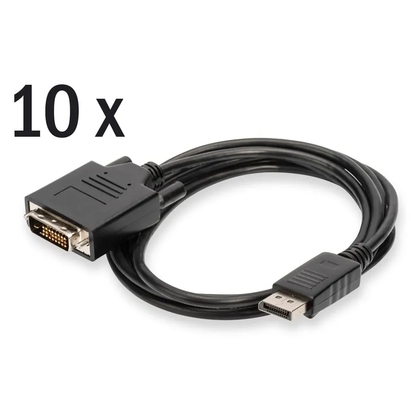 Digitus Pacco di 10 Cavi Adattatori DisplayPort a DVI (24+1) Maschio/Maschio 2m - immagine 1