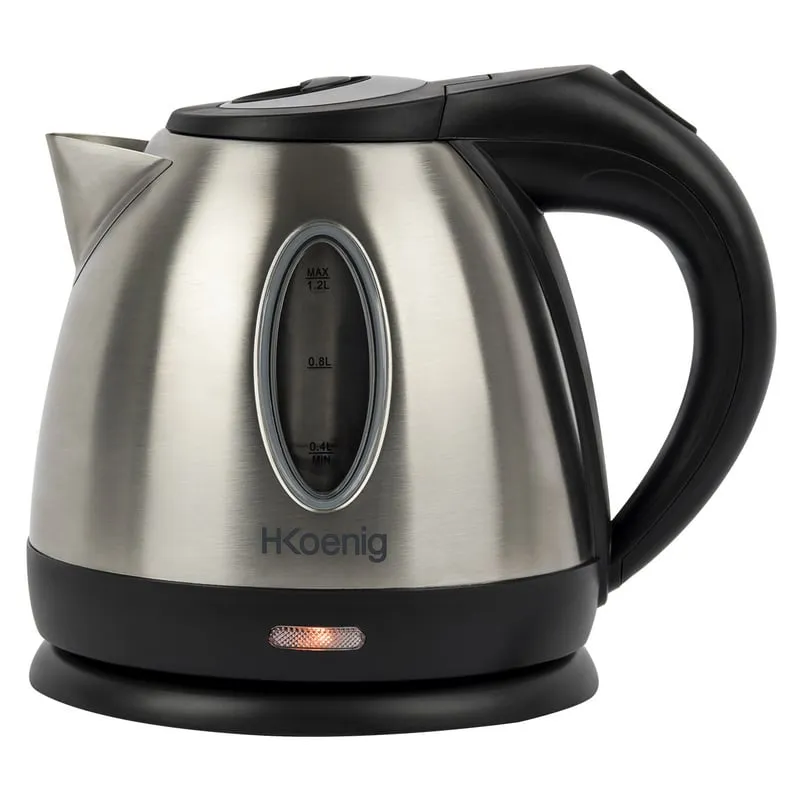 Bollitore HKoenig BO12 1,2 L 1630 W Acciaio inossidabile/Nero - immagine 1