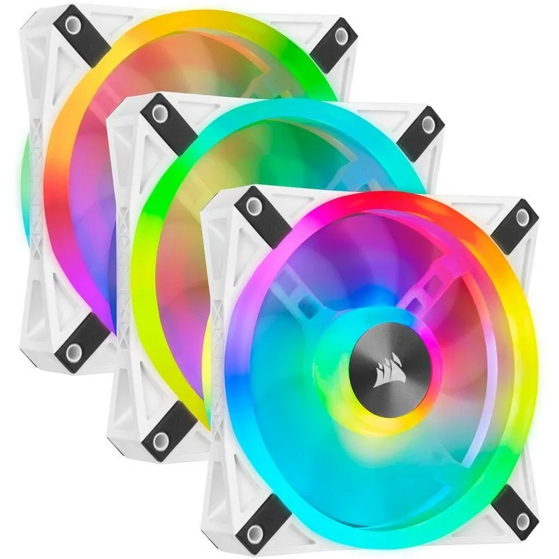 Kit ventola tripla Corsair iCUE QL120 RGB PWM bianco con nucleo Lightning Node da 120 mm - immagine 1
