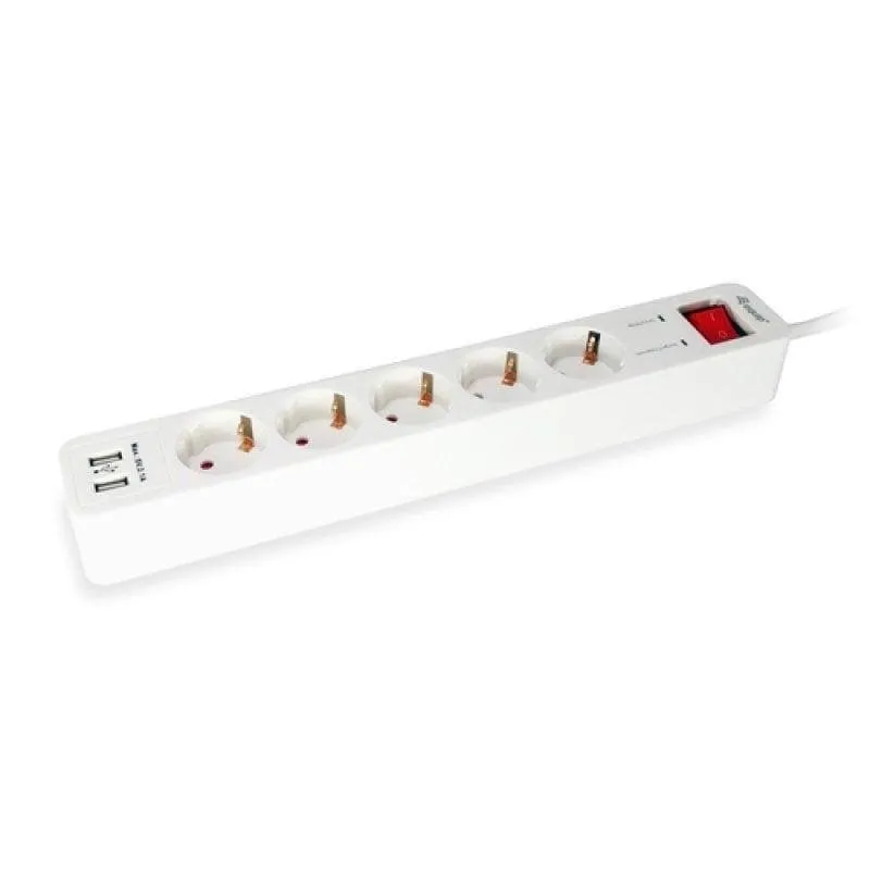 Multipresa Equip 245554 5 prese interruttore 2 USB 1,8 m bianca - immagine 1