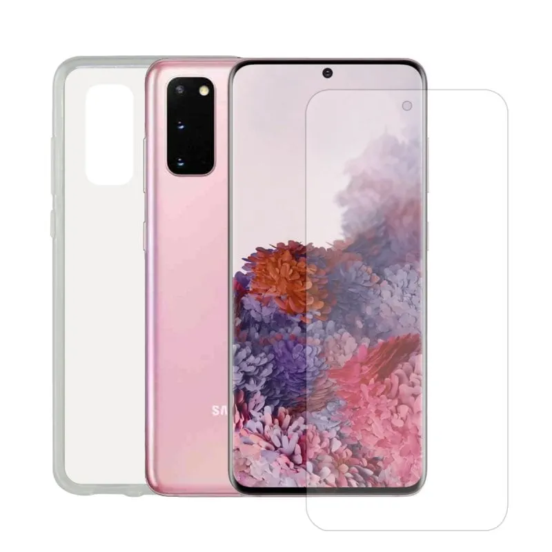 Contact Pack Custodia in TPU trasparente + protezione in vetro temperato per Samsung Galaxy S20 - immagine 1