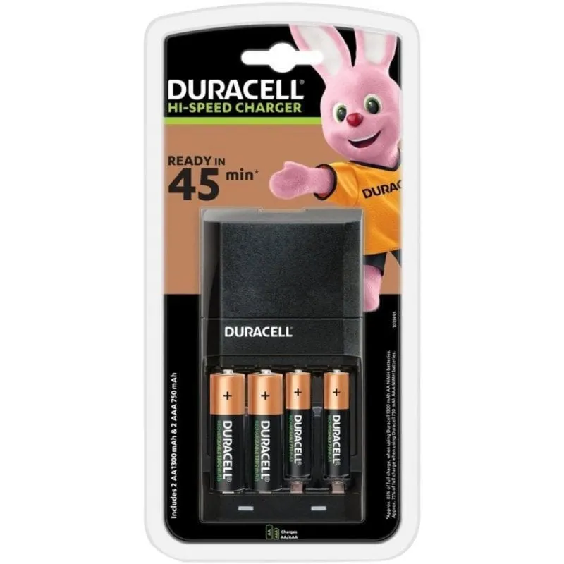 Caricabatterie Duracell CEF27 Ricarica Rapida AA/AAA 4 Batterie Incluse - immagine 1