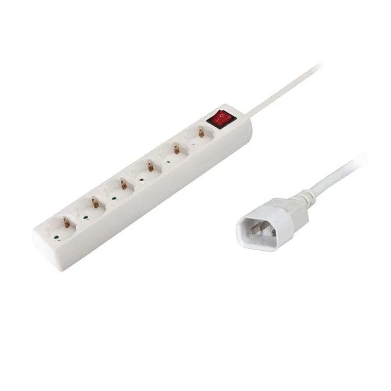 Multipresa Phasak BNS 1208 T 6 prese con protezione sovratensioni e interruttore 1,5 m bianca - immagine 1