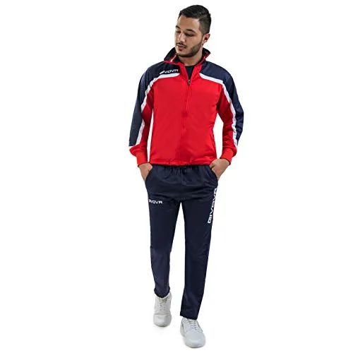 Givova Suit Europa, Tuta Unisex – Adulto, Rosso/Blu, 5XS - immagine 2