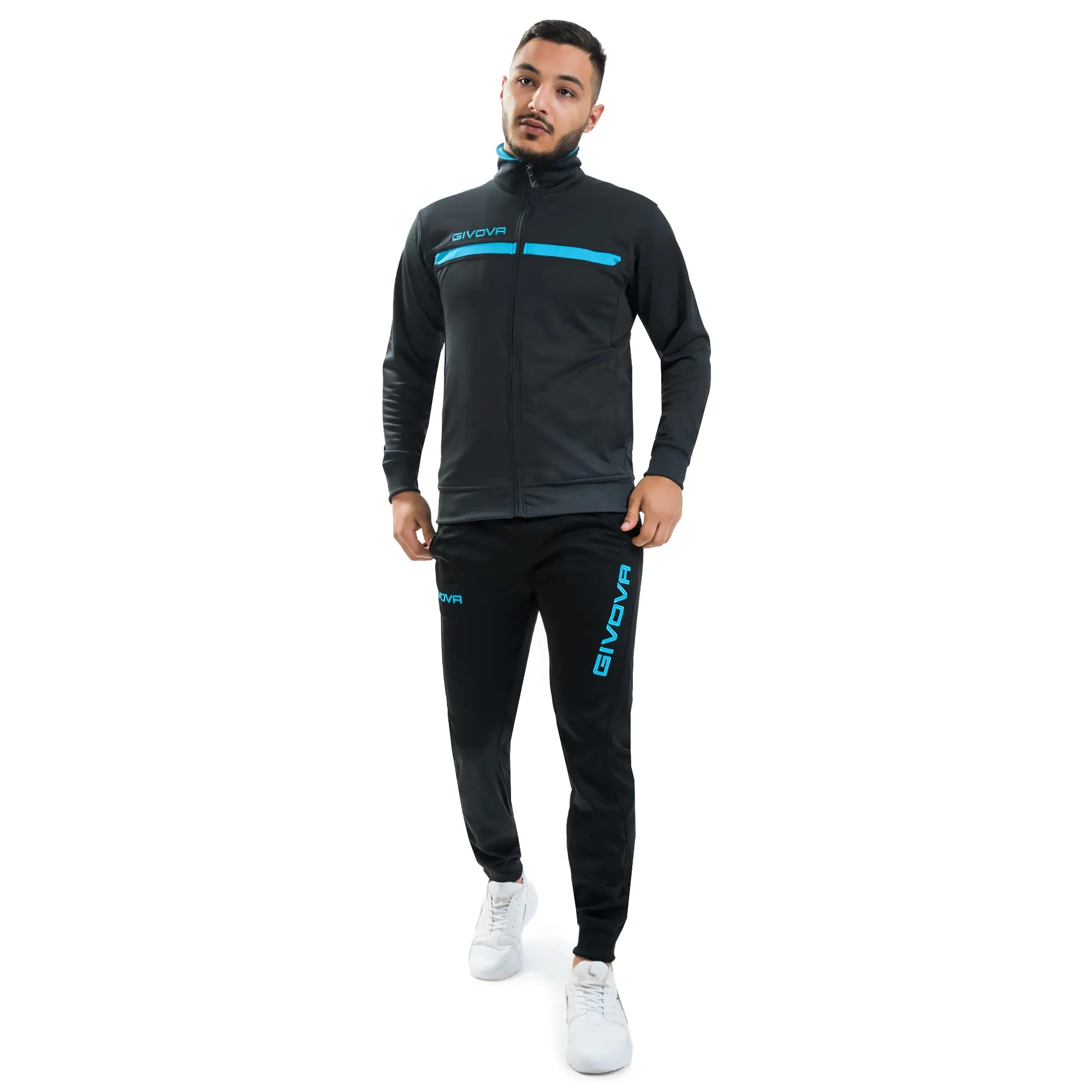 GIVOVA TUTA ONE FULL ZIP POLARFLEECE GRIGIO SCURO/TURCHESE - immagine 1